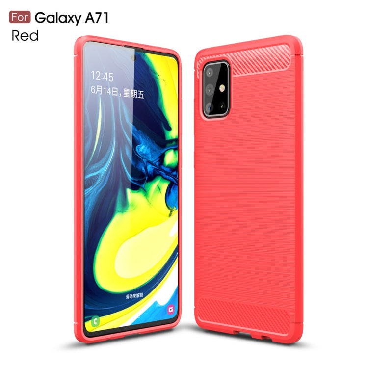 For Galaxy A71 Brushed Texture Carbon Fiber TPU Case