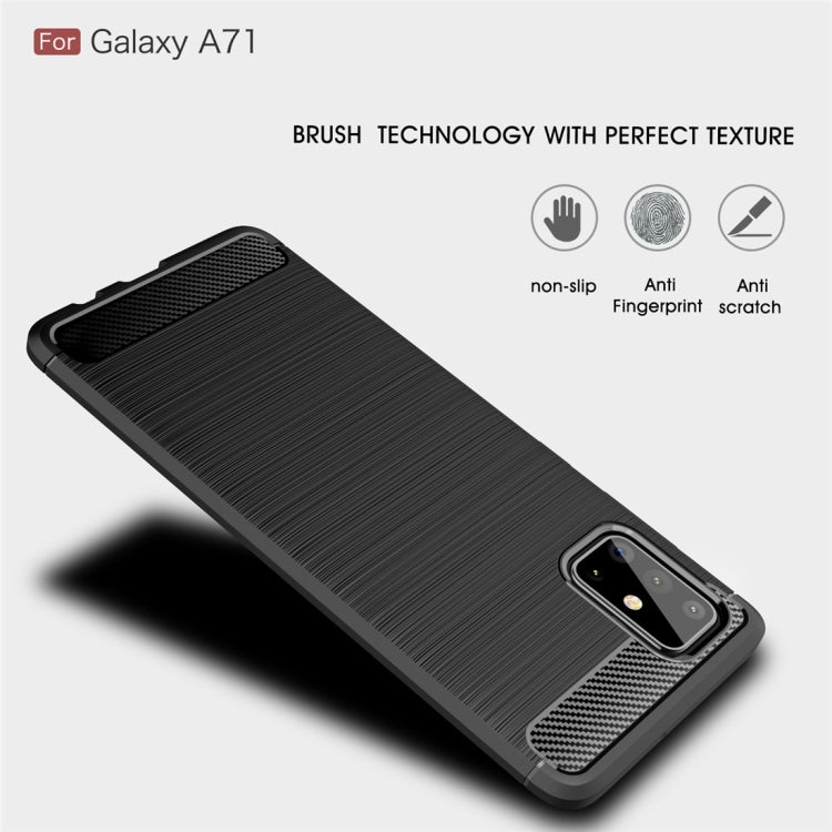 For Galaxy A71 Brushed Texture Carbon Fiber TPU Case