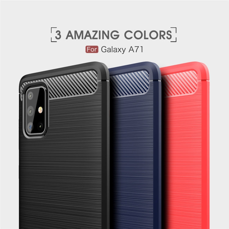 For Galaxy A71 Brushed Texture Carbon Fiber TPU Case