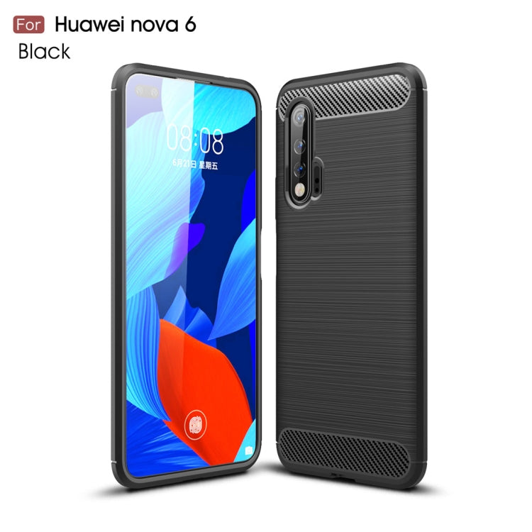 For Huawei Nova 6 Brushed Texture Carbon Fiber TPU Case