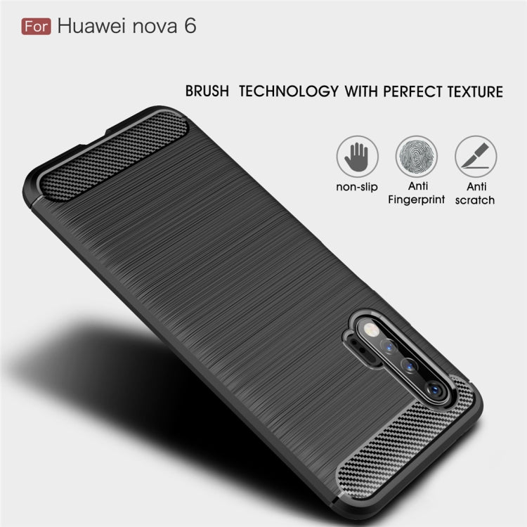 For Huawei Nova 6 Brushed Texture Carbon Fiber TPU Case