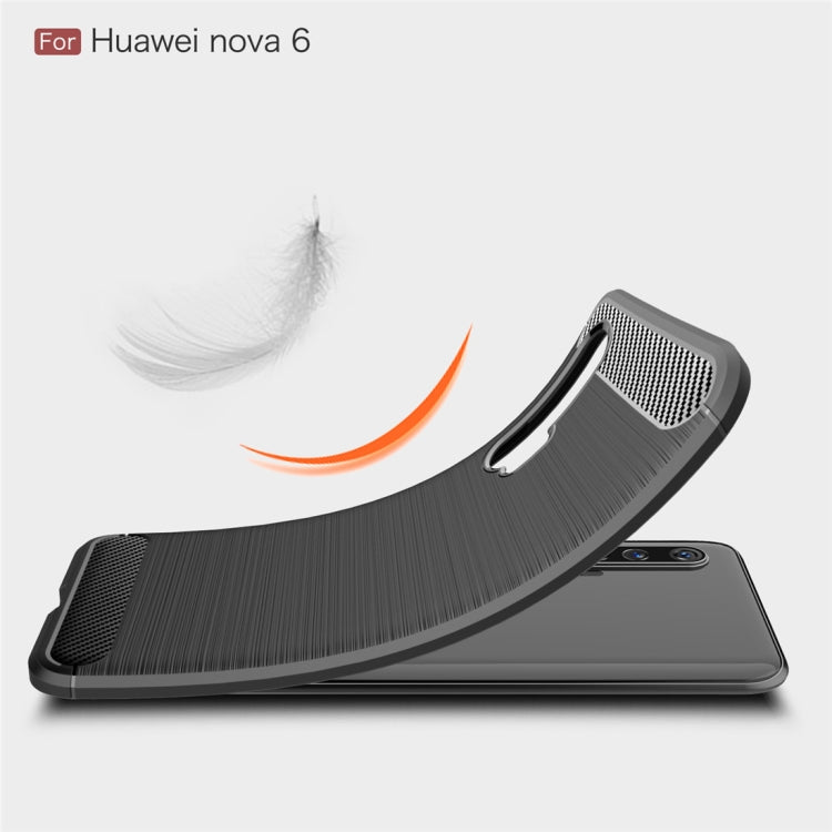 For Huawei Nova 6 Brushed Texture Carbon Fiber TPU Case