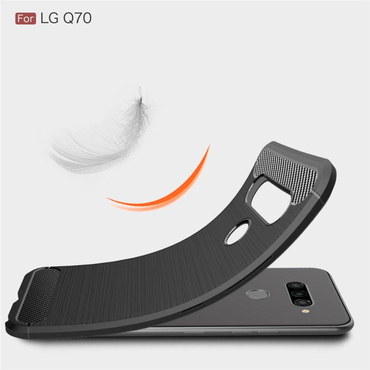 For LG Q70 Brushed Texture Carbon Fiber TPU Case