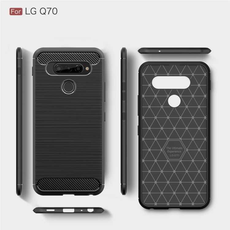 For LG Q70 Brushed Texture Carbon Fiber TPU Case
