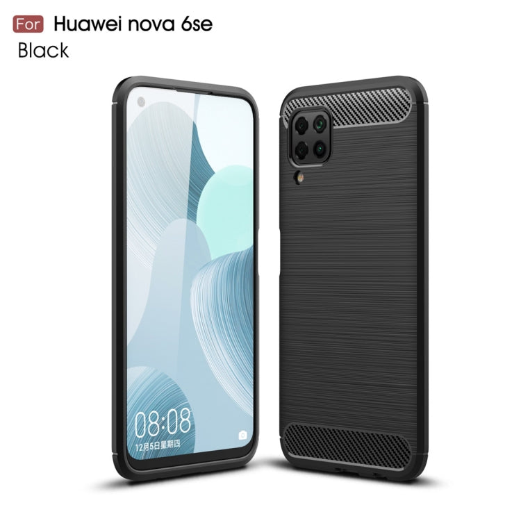 For Huawei Nova 6 SE Brushed Texture Carbon Fiber TPU Case