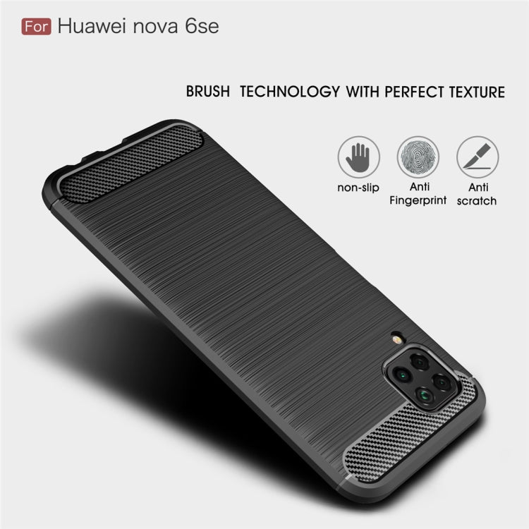 For Huawei Nova 6 SE Brushed Texture Carbon Fiber TPU Case