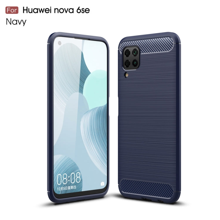 For Huawei Nova 6 SE Brushed Texture Carbon Fiber TPU Case