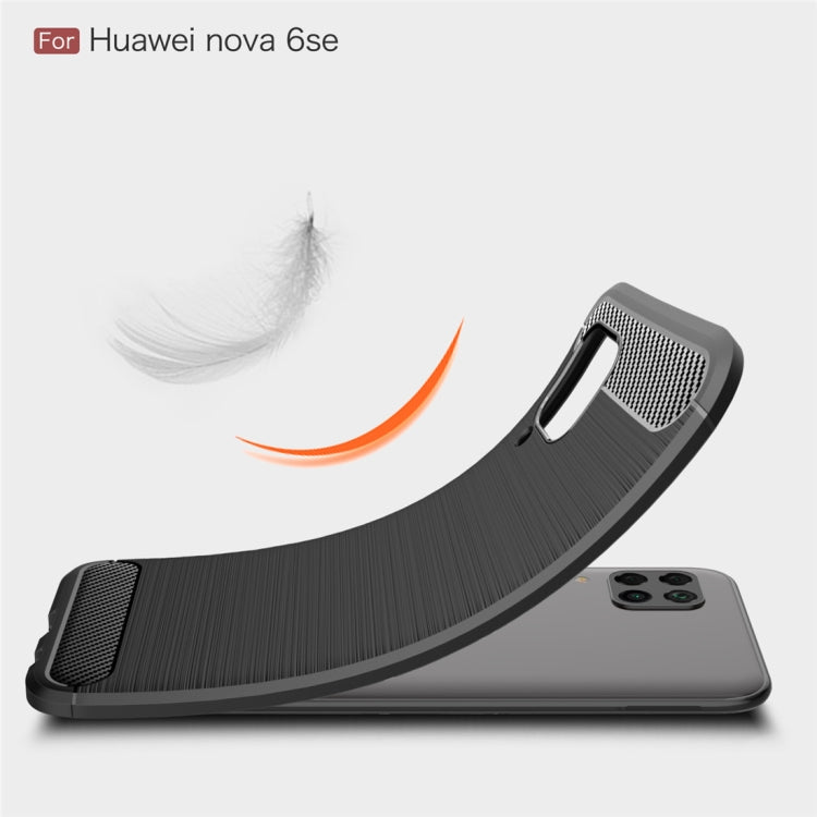 For Huawei Nova 6 SE Brushed Texture Carbon Fiber TPU Case