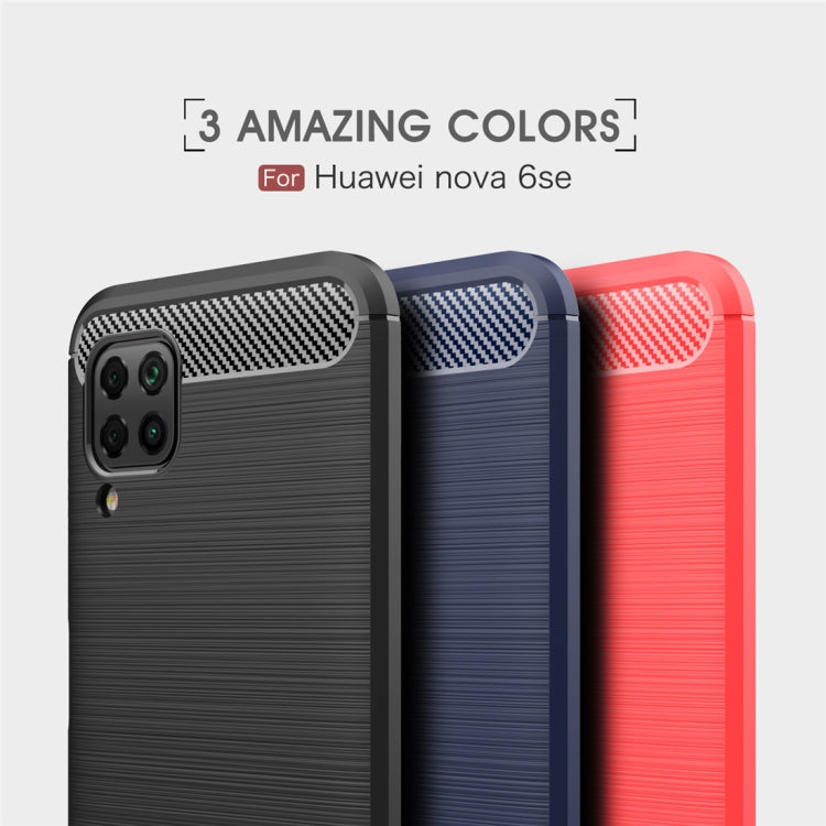 For Huawei Nova 6 SE Brushed Texture Carbon Fiber TPU Case