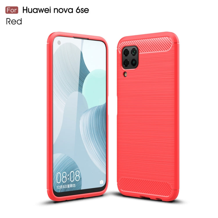 For Huawei Nova 6 SE Brushed Texture Carbon Fiber TPU Case
