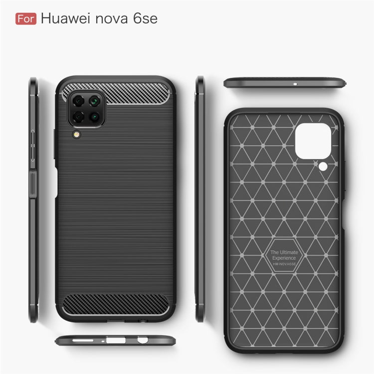 For Huawei Nova 6 SE Brushed Texture Carbon Fiber TPU Case