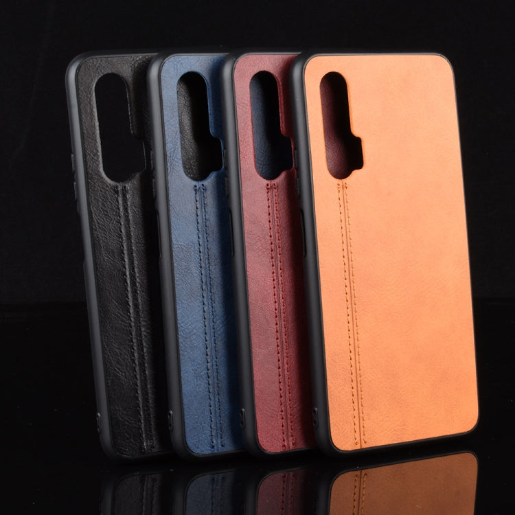 For Huawei Nova 6 Shockproof Sewing Cow Pattern Skin PC + PU + TPU Case