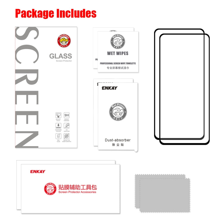 For Huawei Honor V30 / V30 Pro / Nova 6   2 PCS ENKAY Hat-prince Full Glue 0.26mm 9H 2.5D Tempered Glass Full Coverage Film