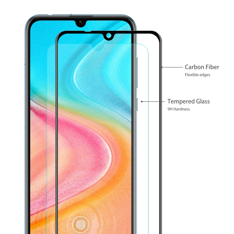 For Huawei Honor 20 Lite ENKAY Hat-Prince 0.2mm 9H 3D Full Screen Soft Carbon Fiber Edges Tempered Glass Film