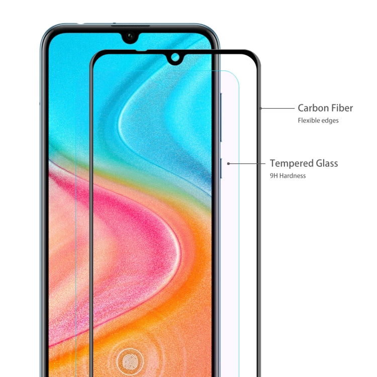 For Huawei Honor 20 Lite 2 PCS ENKAY Hat-Prince 0.2mm 9H 3D Full Screen Soft Carbon Fiber Edges Anti-Blue-Ray Tempered Glass Film