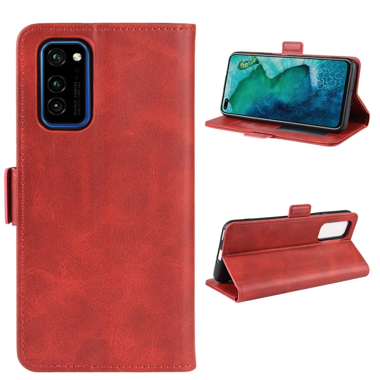 For Huawei Honor V30 / Honor V30 Pro Double Buckle Crazy Horse Business Mobile Phone Holster with Card Wallet Bracket Function