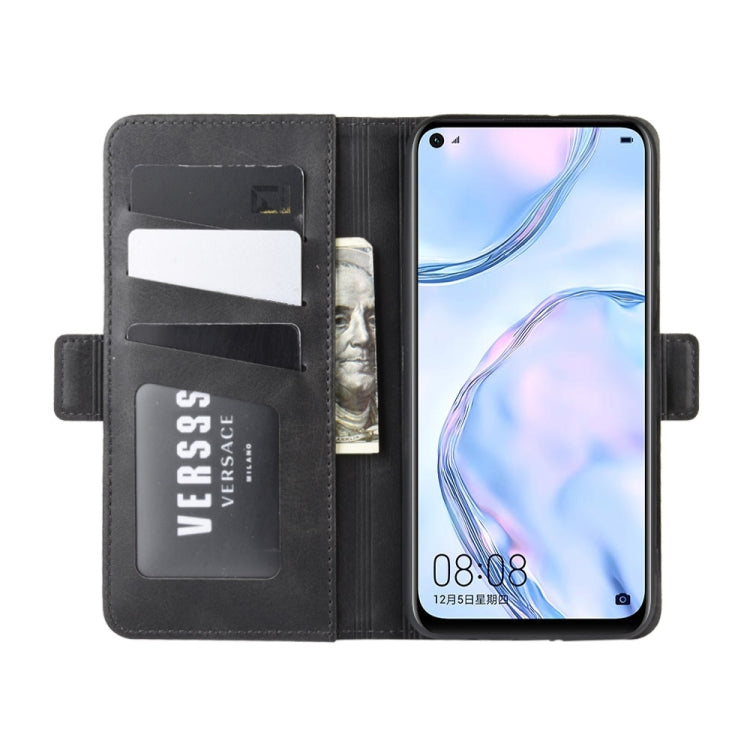 For Huawei Nova 6 SE Double Buckle Crazy Horse Business Mobile Phone Holster with Card Wallet Bracket Function