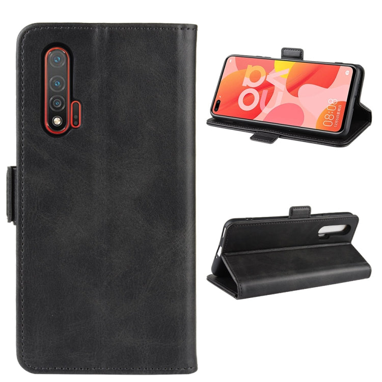 For Huawei Nova 6 Double Buckle Crazy Horse Business Mobile Phone Holster with Card Wallet Bracket Function