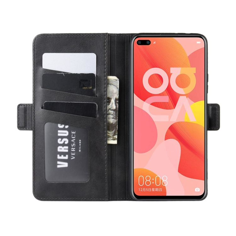 For Huawei Nova 6 Double Buckle Crazy Horse Business Mobile Phone Holster with Card Wallet Bracket Function