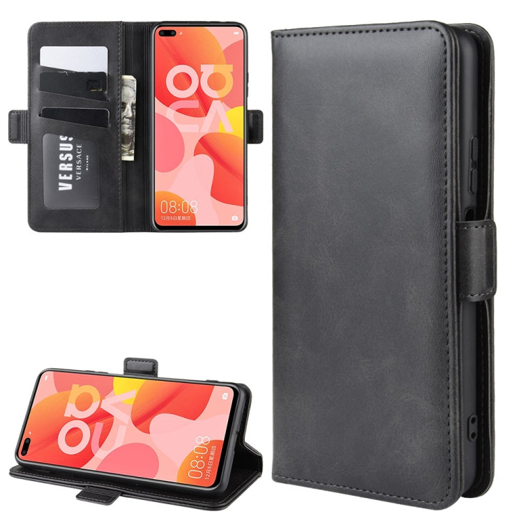 For Huawei Nova 6 Double Buckle Crazy Horse Business Mobile Phone Holster with Card Wallet Bracket Function