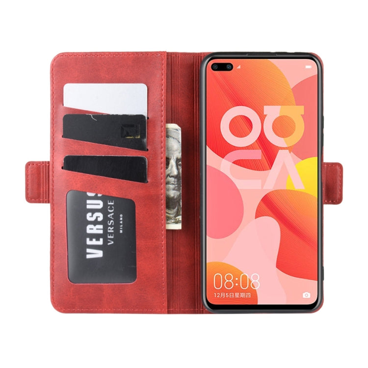 For Huawei Nova 6 Double Buckle Crazy Horse Business Mobile Phone Holster with Card Wallet Bracket Function