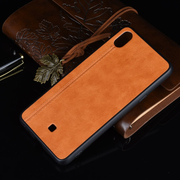 For LG K20 2019 Shockproof Sewing Cow Pattern Skin PC + PU + TPU Case