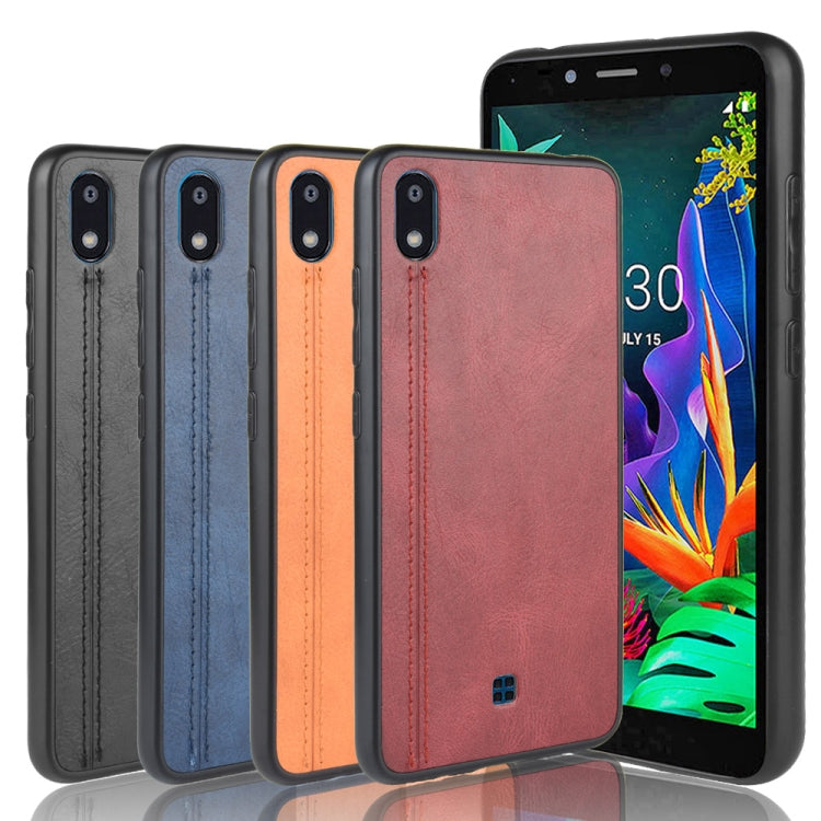 For LG K20 2019 Shockproof Sewing Cow Pattern Skin PC + PU + TPU Case