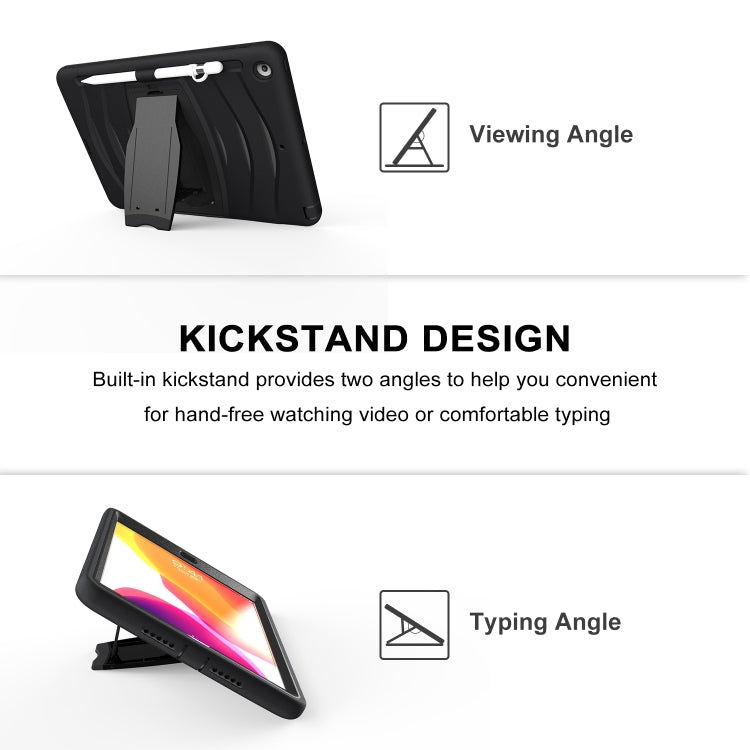For iPad 10.2 2019 360 Degree Rotation PC + Silicone Protective Case with Holder & Hand-strap