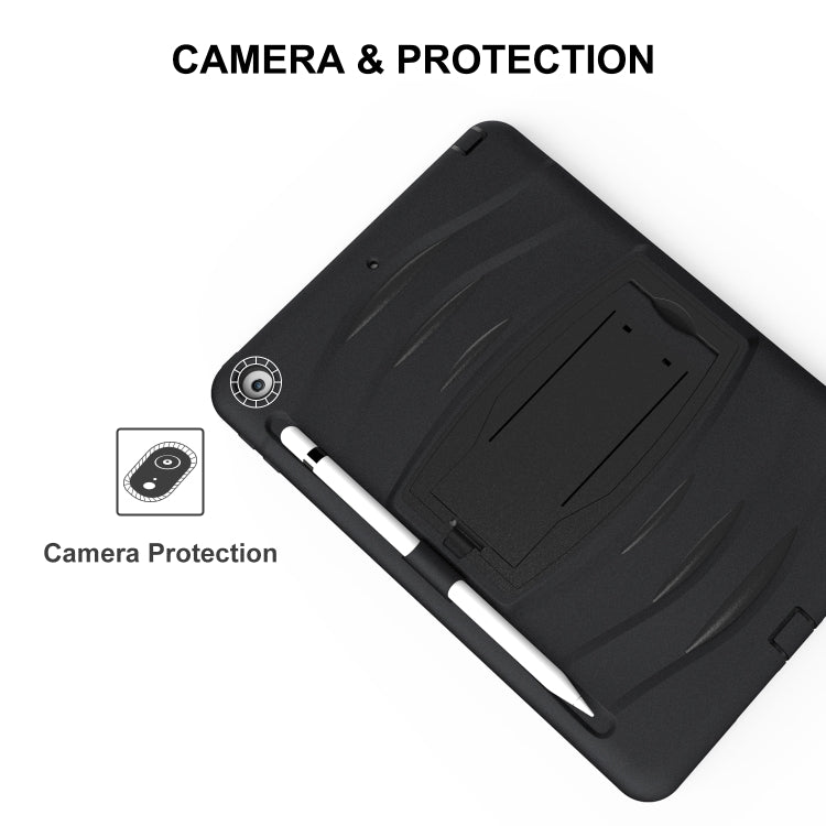 For iPad 10.2 2019 360 Degree Rotation PC + Silicone Protective Case with Holder & Hand-strap