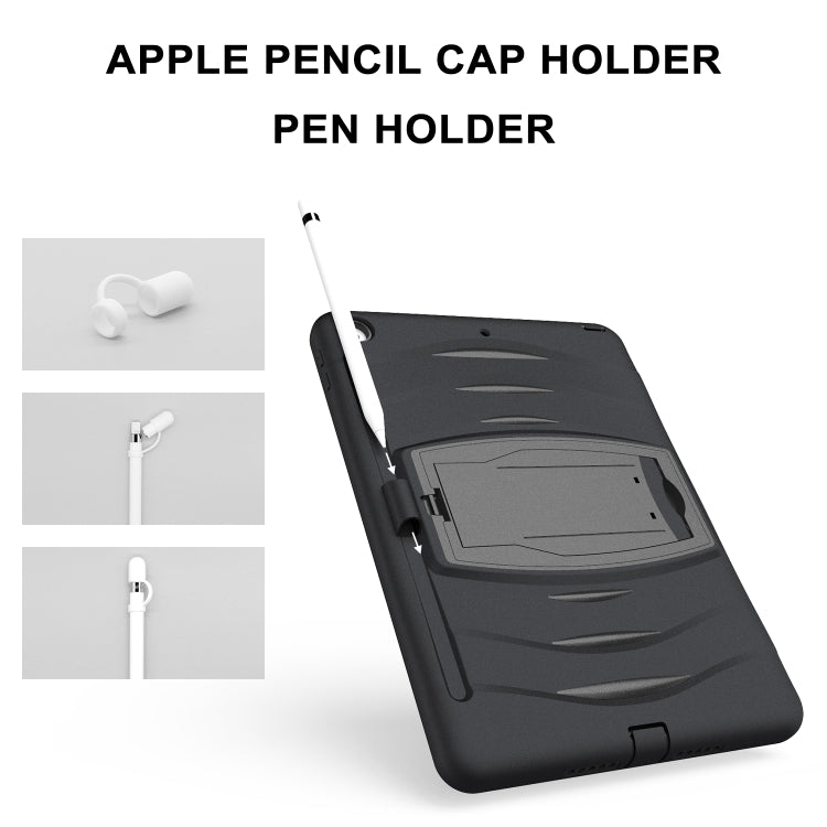 For iPad 10.2 2019 360 Degree Rotation PC + Silicone Protective Case with Holder & Hand-strap