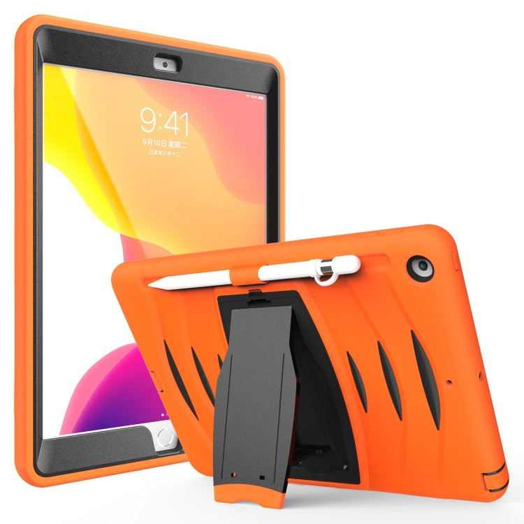 For iPad 10.2 2019 360 Degree Rotation PC + Silicone Protective Case with Holder & Hand-strap