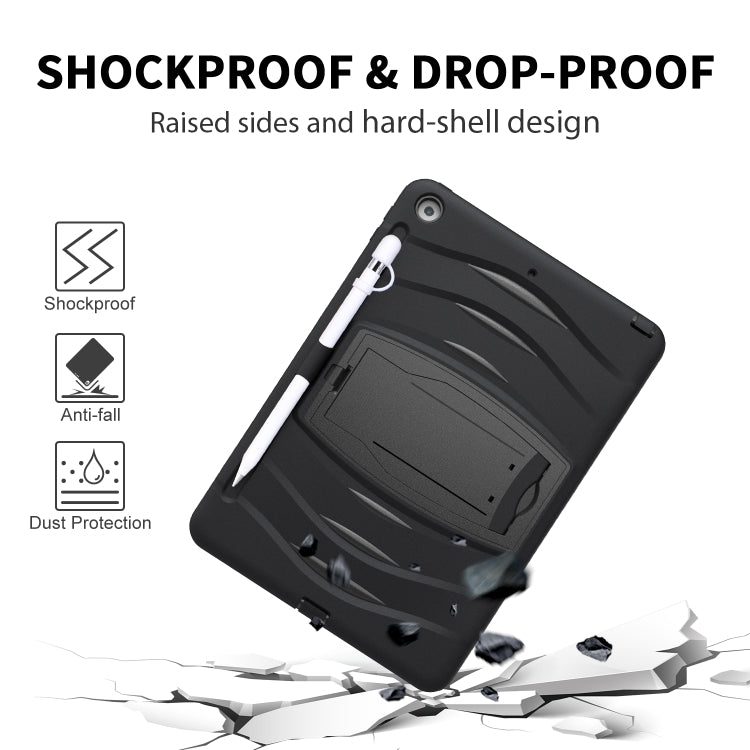 For iPad 10.2 2019 360 Degree Rotation PC + Silicone Protective Case with Holder & Hand-strap