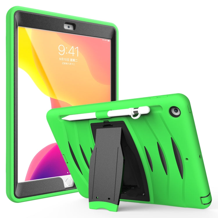 For  iPad 10.5 2019 360 Degree Rotation PC + Silicone Protective Case with Holder & Hand-strap