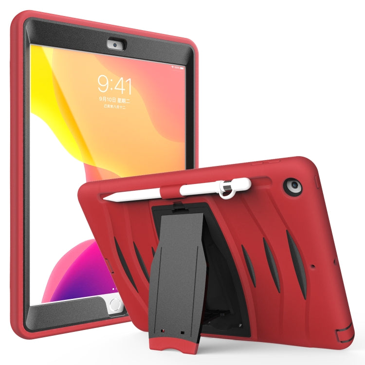 For  iPad 10.5 2019 360 Degree Rotation PC + Silicone Protective Case with Holder & Hand-strap