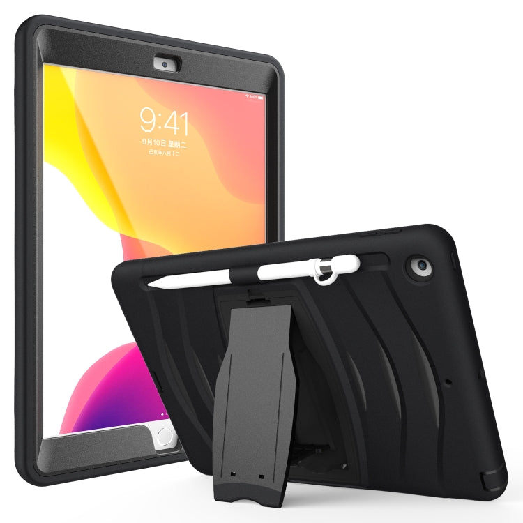 For  iPad 10.5 2019 360 Degree Rotation PC + Silicone Protective Case with Holder & Hand-strap