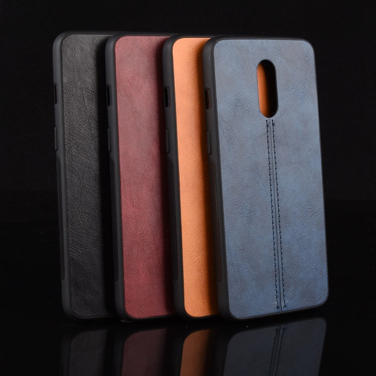 For OnePlus 7 Shockproof Sewing Cow Pattern Skin PC + PU + TPU Case