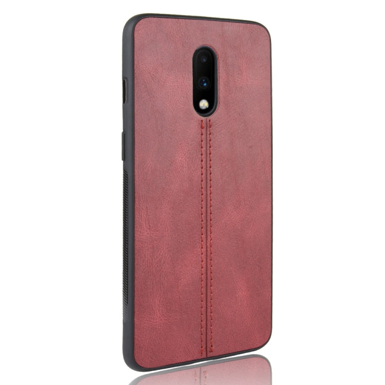 For OnePlus 7 Shockproof Sewing Cow Pattern Skin PC + PU + TPU Case
