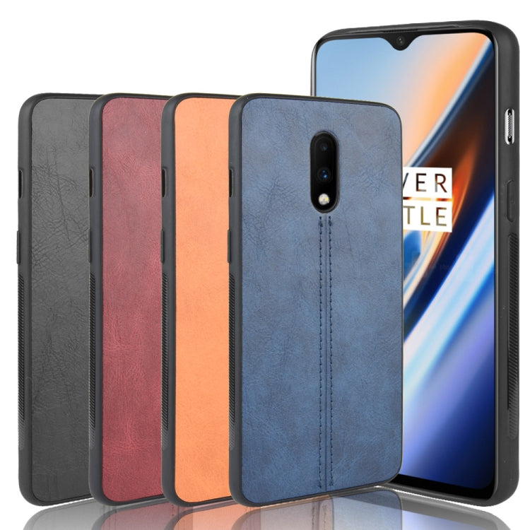 For OnePlus 7 Shockproof Sewing Cow Pattern Skin PC + PU + TPU Case