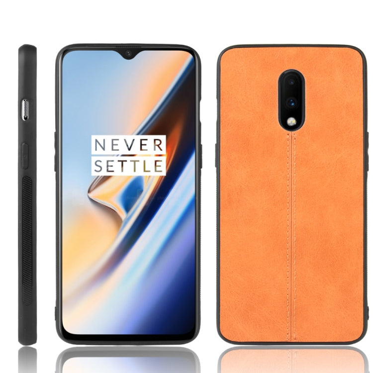 For OnePlus 7 Shockproof Sewing Cow Pattern Skin PC + PU + TPU Case