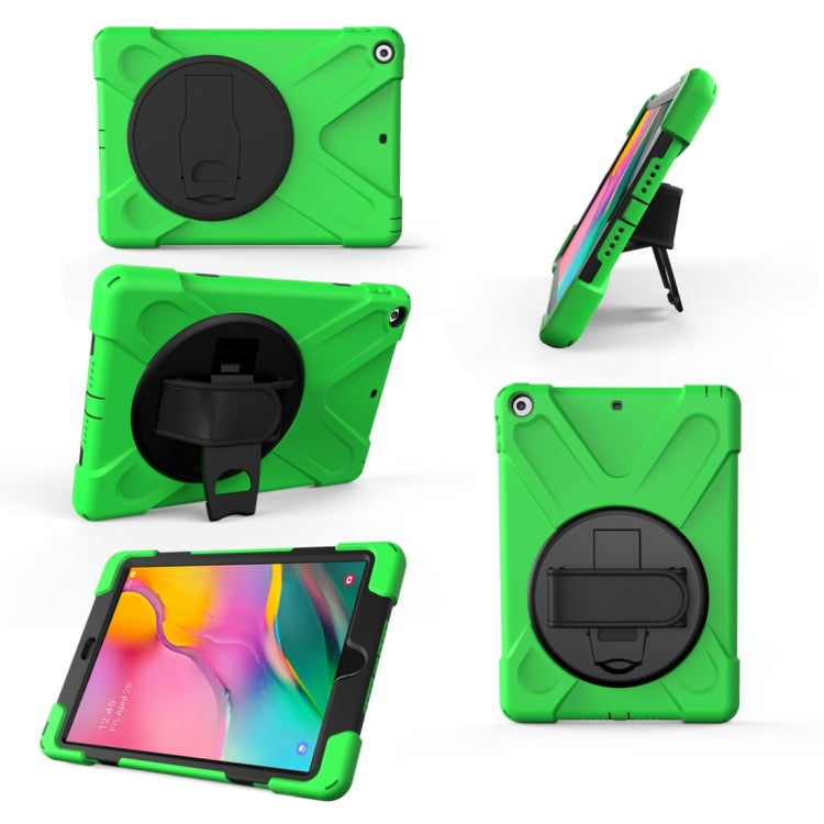 For Galaxy Tab A 10.1 ï¼ˆ2019ï¼‰ T510/T515  360 Degree Rotation PC + Silicone Protective Case with Holder & Hand-strap