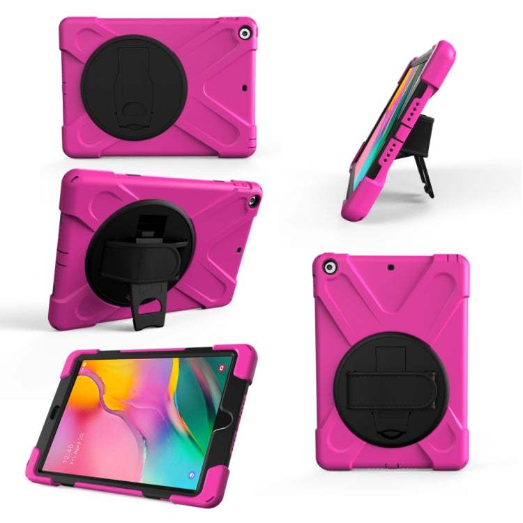 For Galaxy Tab A 10.1 ï¼ˆ2019ï¼‰ T510/T515  360 Degree Rotation PC + Silicone Protective Case with Holder & Hand-strap