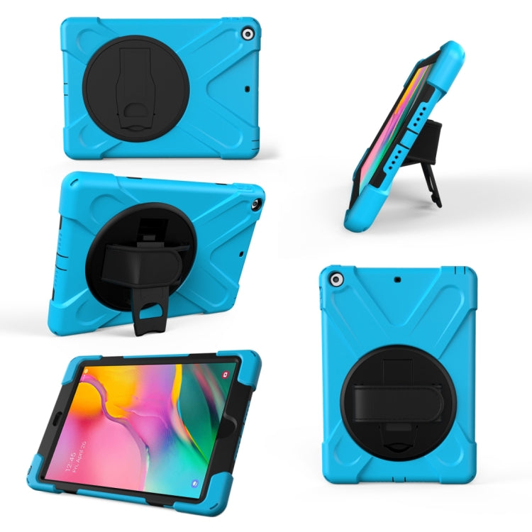 For Galaxy Tab A 10.1 ï¼ˆ2019ï¼‰ T510/T515  360 Degree Rotation PC + Silicone Protective Case with Holder & Hand-strap