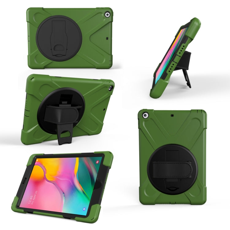 For Galaxy Tab A 10.1 ï¼ˆ2019ï¼‰ T510/T515  360 Degree Rotation PC + Silicone Protective Case with Holder & Hand-strap