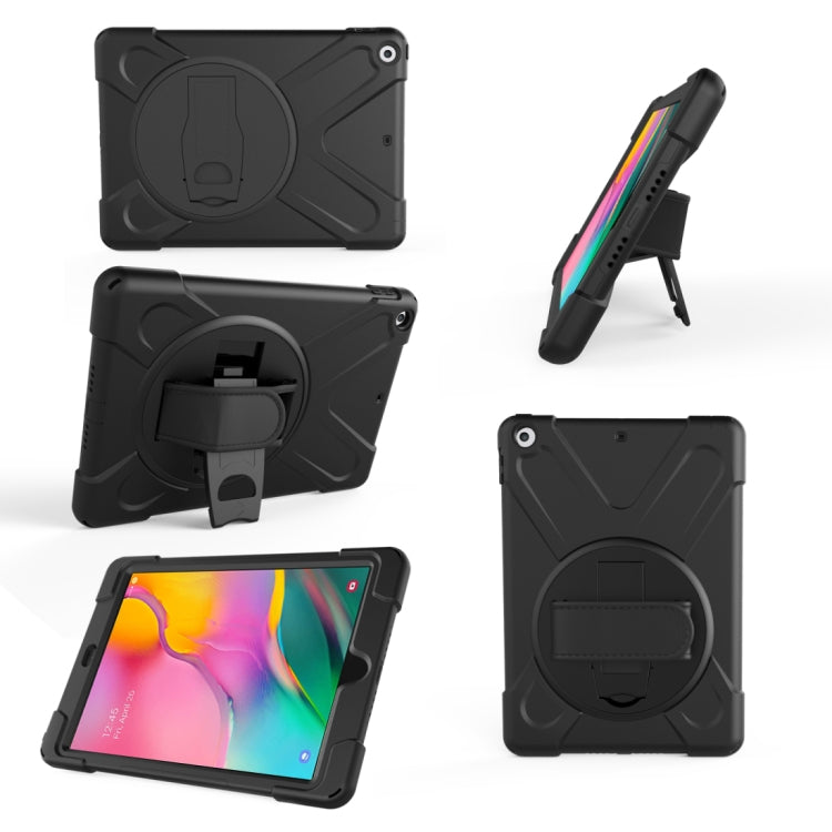 For Galaxy Tab A 10.1 ï¼ˆ2019ï¼‰ T510/T515  360 Degree Rotation PC + Silicone Protective Case with Holder & Hand-strap