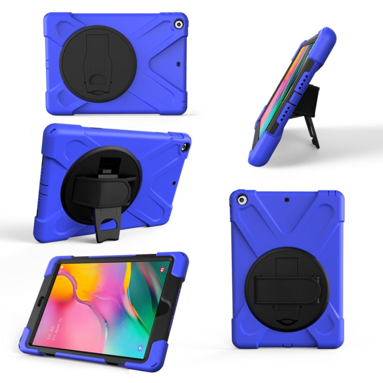 For Galaxy Tab A 10.1 ï¼ˆ2019ï¼‰ T510/T515  360 Degree Rotation PC + Silicone Protective Case with Holder & Hand-strap