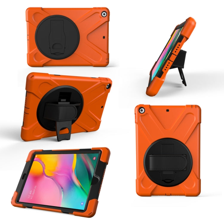 For Galaxy Tab A 10.1 ï¼ˆ2019ï¼‰ T510/T515  360 Degree Rotation PC + Silicone Protective Case with Holder & Hand-strap