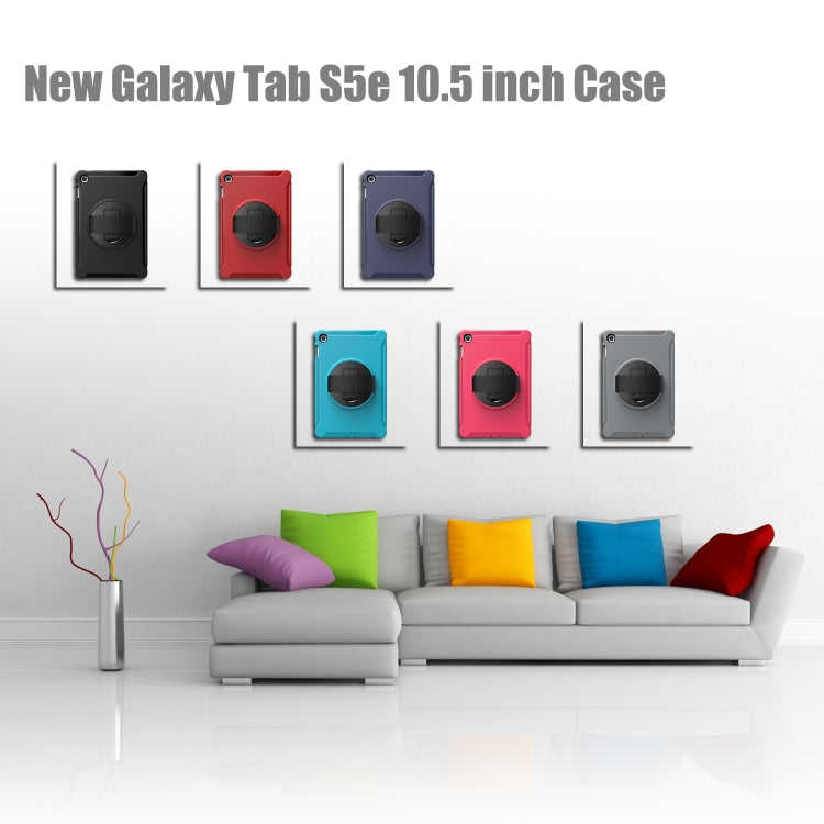 For iPad 9.7 2017/2018  360 Degree Rotation PC + Silicone Protective Case with Holder & Hand-strap