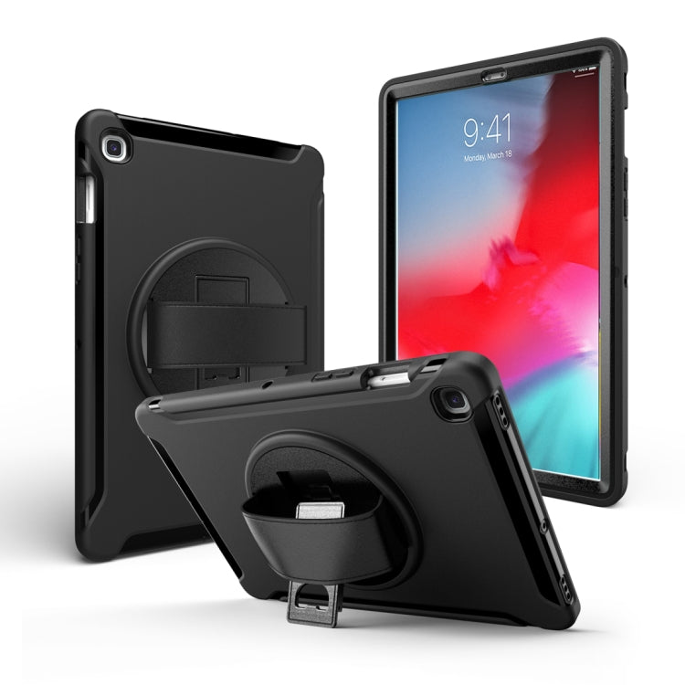 For iPad 9.7 2017/2018  360 Degree Rotation PC + Silicone Protective Case with Holder & Hand-strap