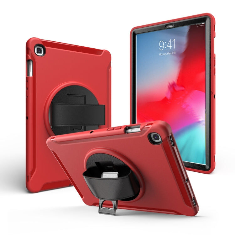 For iPad 9.7 2017/2018  360 Degree Rotation PC + Silicone Protective Case with Holder & Hand-strap