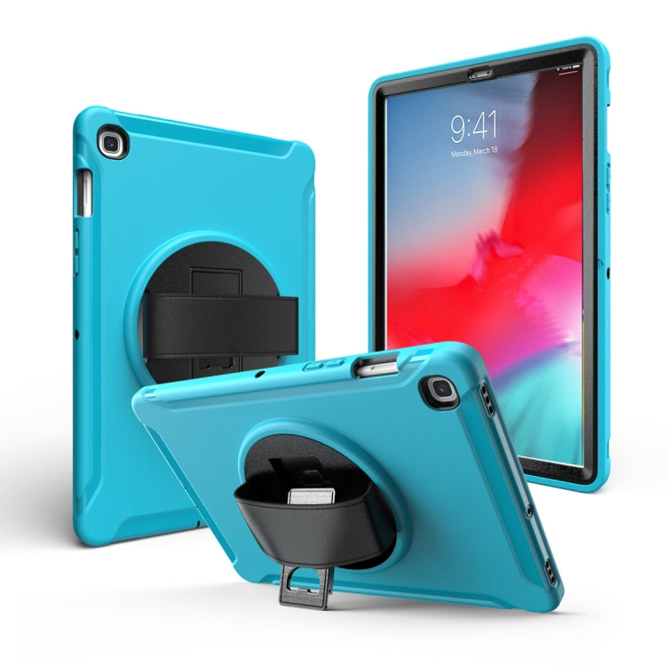 For iPad 9.7 2017/2018  360 Degree Rotation PC + Silicone Protective Case with Holder & Hand-strap